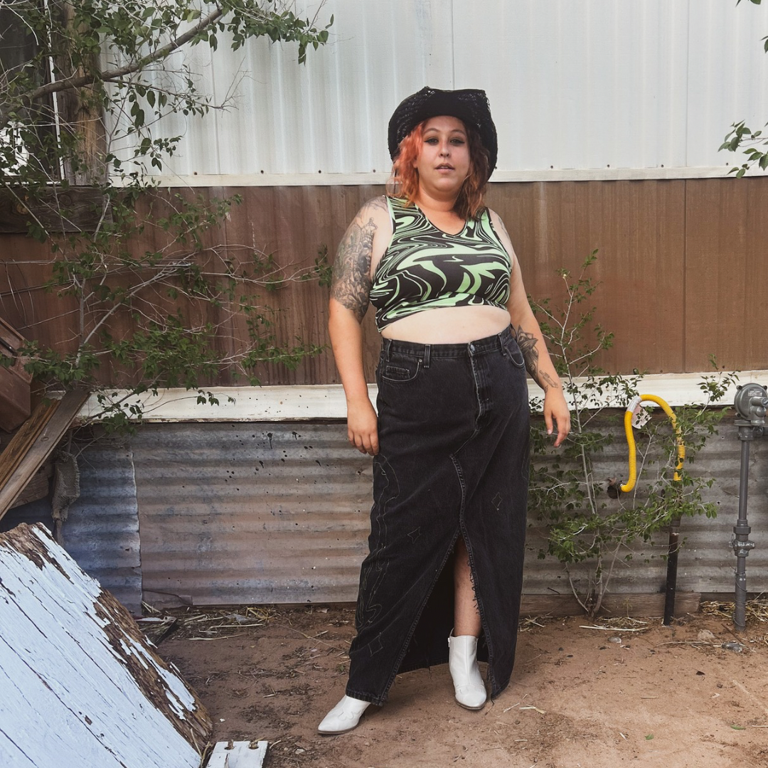Black Denim Maxi Skirt – Handmade & Upcycled