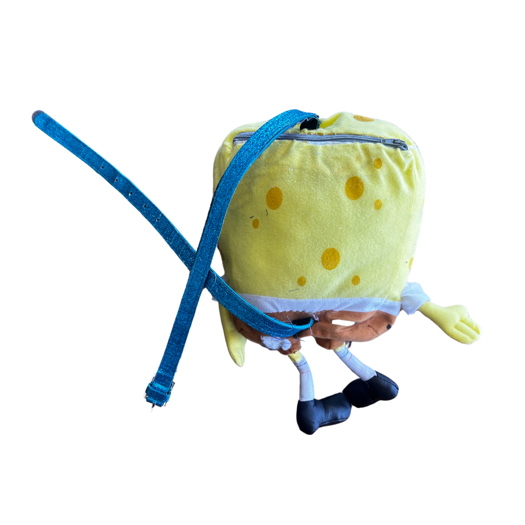 Handmade Spongebob Crossbody Fanny Pack | Upcycled Stuffed Animal + Belt