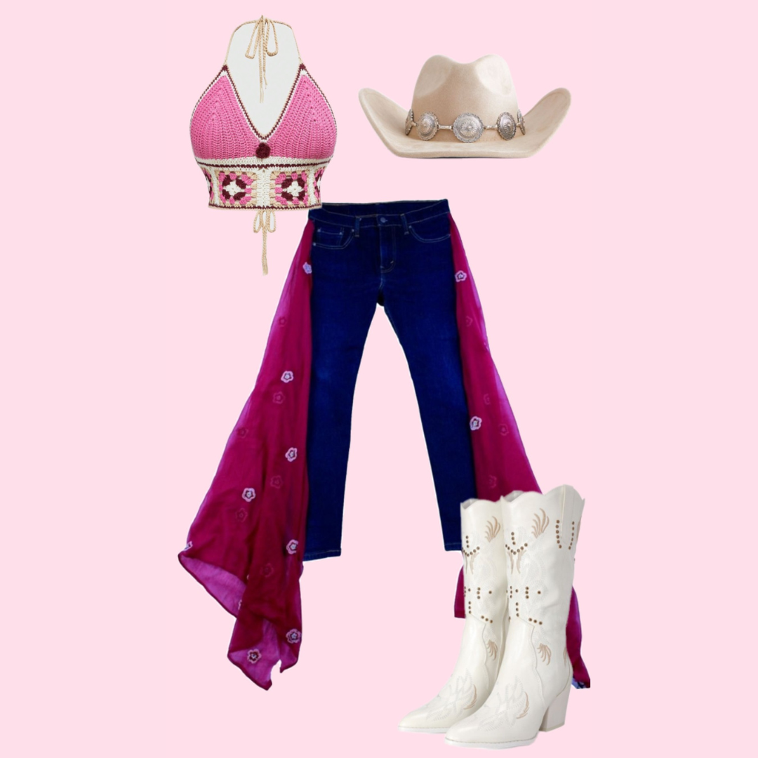 ๐ Reworked Wide-Leg Denim & Sheer Scarf Pants โ One-of-a-Kind Statement Piece! ๐