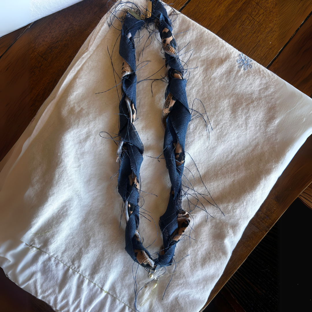 Twisted Textile Talisman Necklace – Handmade from Scraps & Found Jewelry