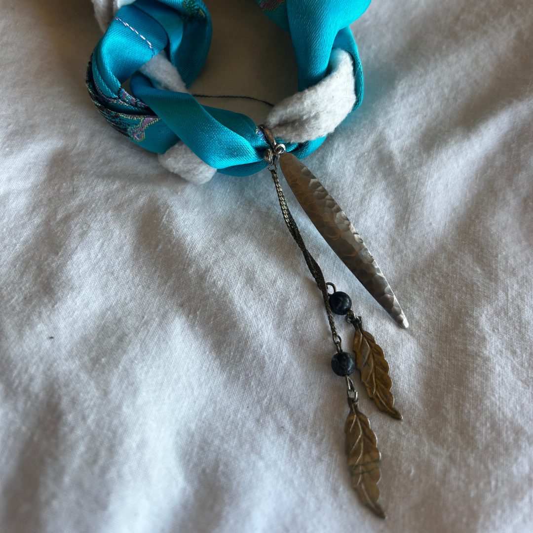 Ocean Spirit Braid Necklace – Handmade from Scrap Fabric & Repurposed Jewelry
