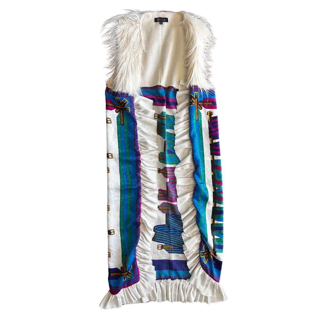 Colorful scarf with patterns on a white background