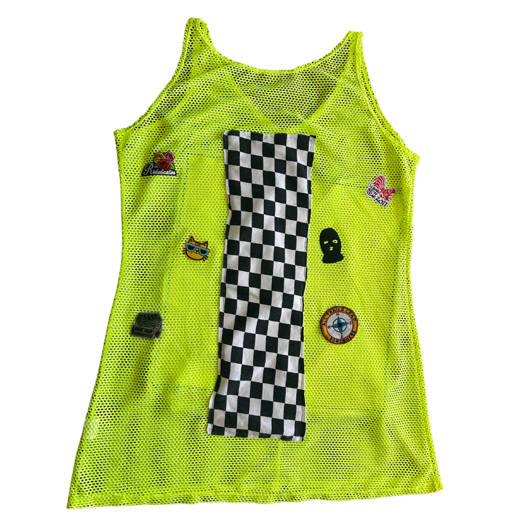 Fast Lane Mesh Racer Tank – Handmade from a Fishnet Dress & Old Hoodie