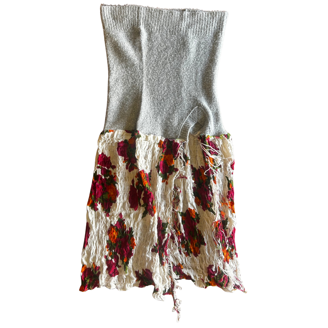 π Reworked Knit + Scarf Skirt β Upcycled Sweater Bottom & Textured Fringe Fabric | One-of-a-Kind | Handmade in Arizona