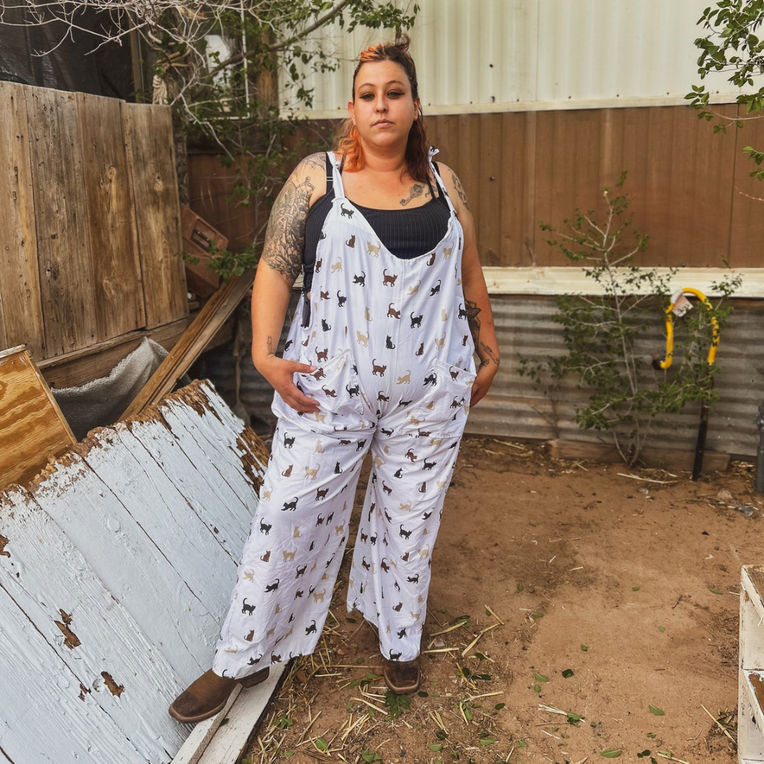 Cat Print Jumpsuit – Handmade & Upcycled from Bedsheet