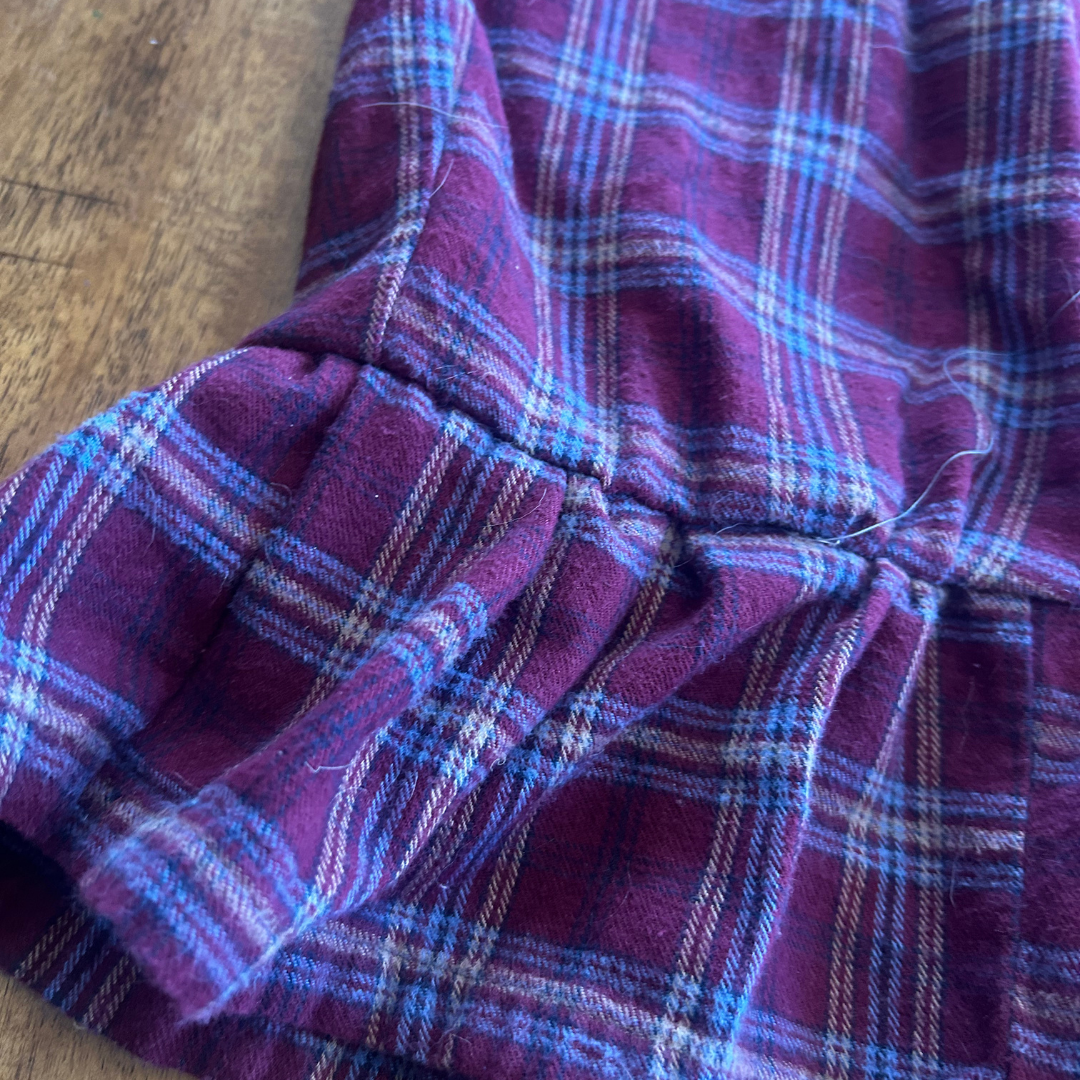 Handmade Plaid Ruffle Skirt | Upcycled Pajama Pants