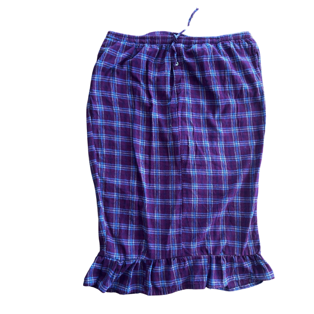 Handmade Plaid Ruffle Skirt | Upcycled Pajama Pants