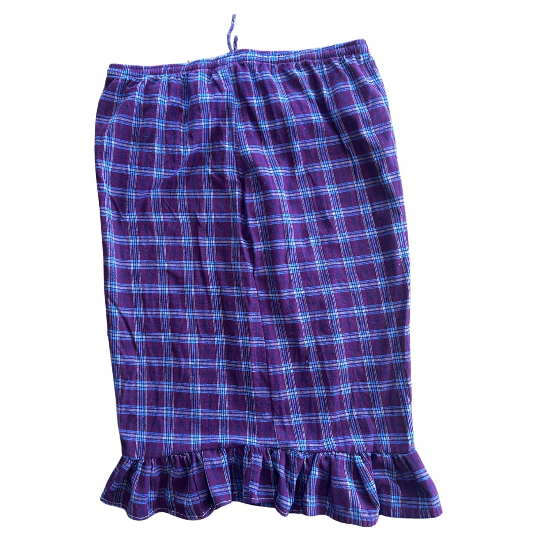 Handmade Plaid Ruffle Skirt | Upcycled Pajama Pants