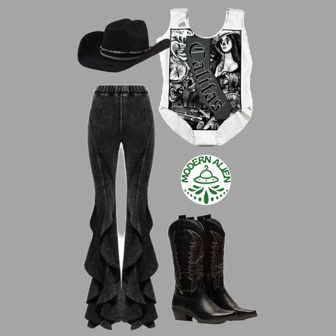 Handmade Upcycled “Califas” Bodysuit – Chicano Streetwear Meets Sustainable Fashion