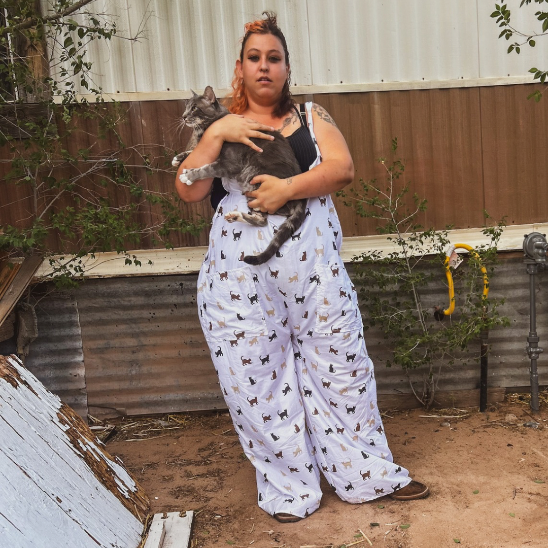 Cat Print Jumpsuit – Handmade & Upcycled from Bedsheet