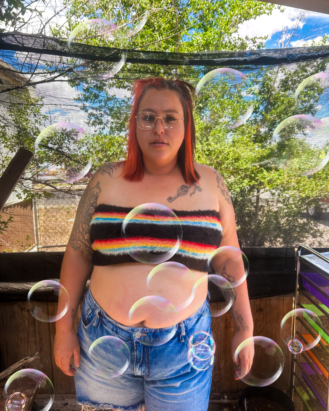 Fuzzy Rainbow Tube Top – Handmade & Upcycled