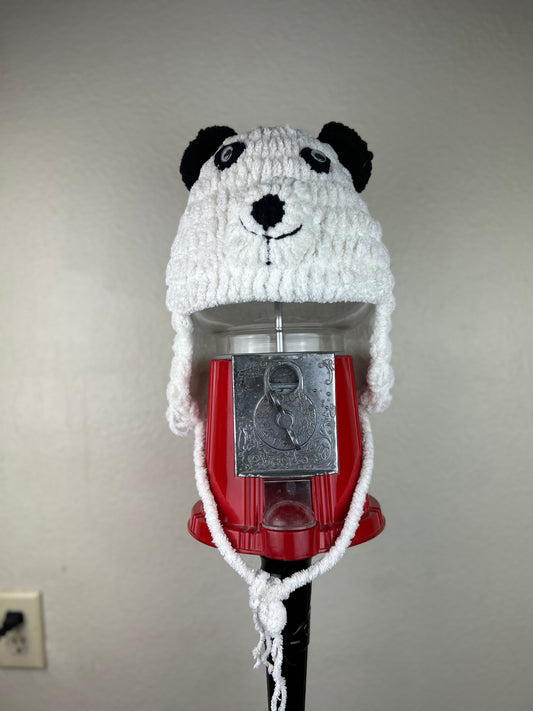 Googly Eyed Panda Beanie β Handmade & Upcycled