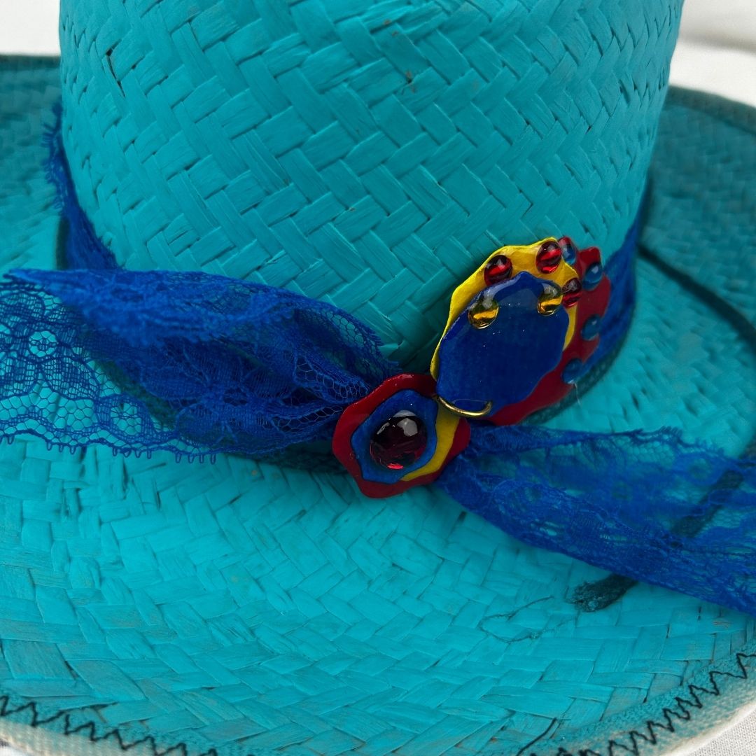 Colorful Upcycled Straw Hat – Playful & Eco - Friendly - The Modern Alien
