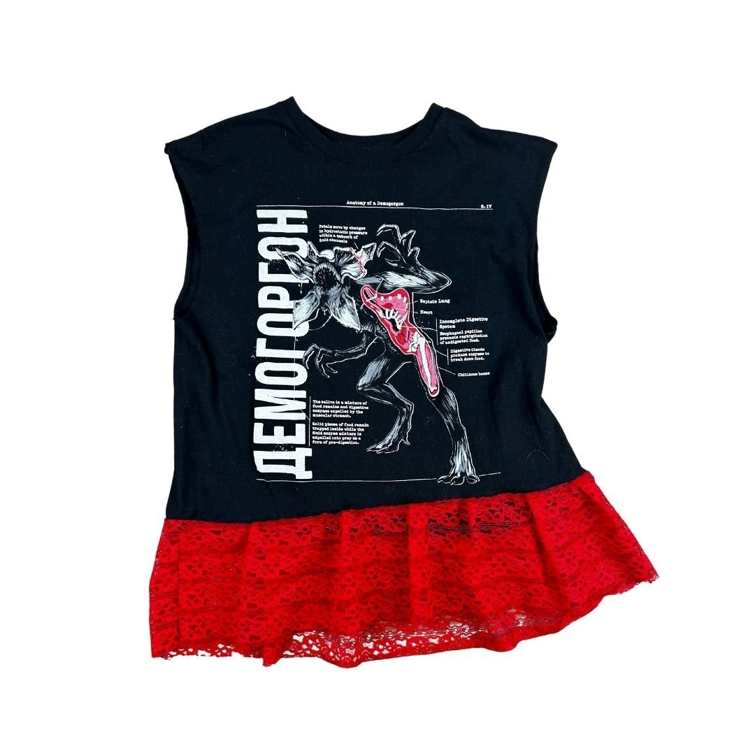 Demogorgon Lace - Trimmed Cropped Tank – Handmade & Upcycled - The Modern Alien