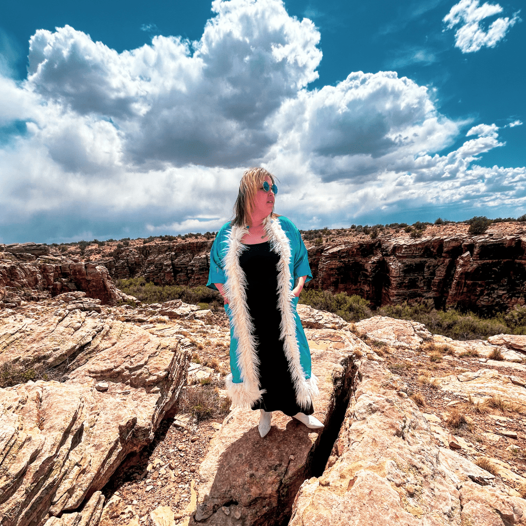 Desert Diva Duster | Handmade from a Robe + Faux Fur Vest - The Modern Alien