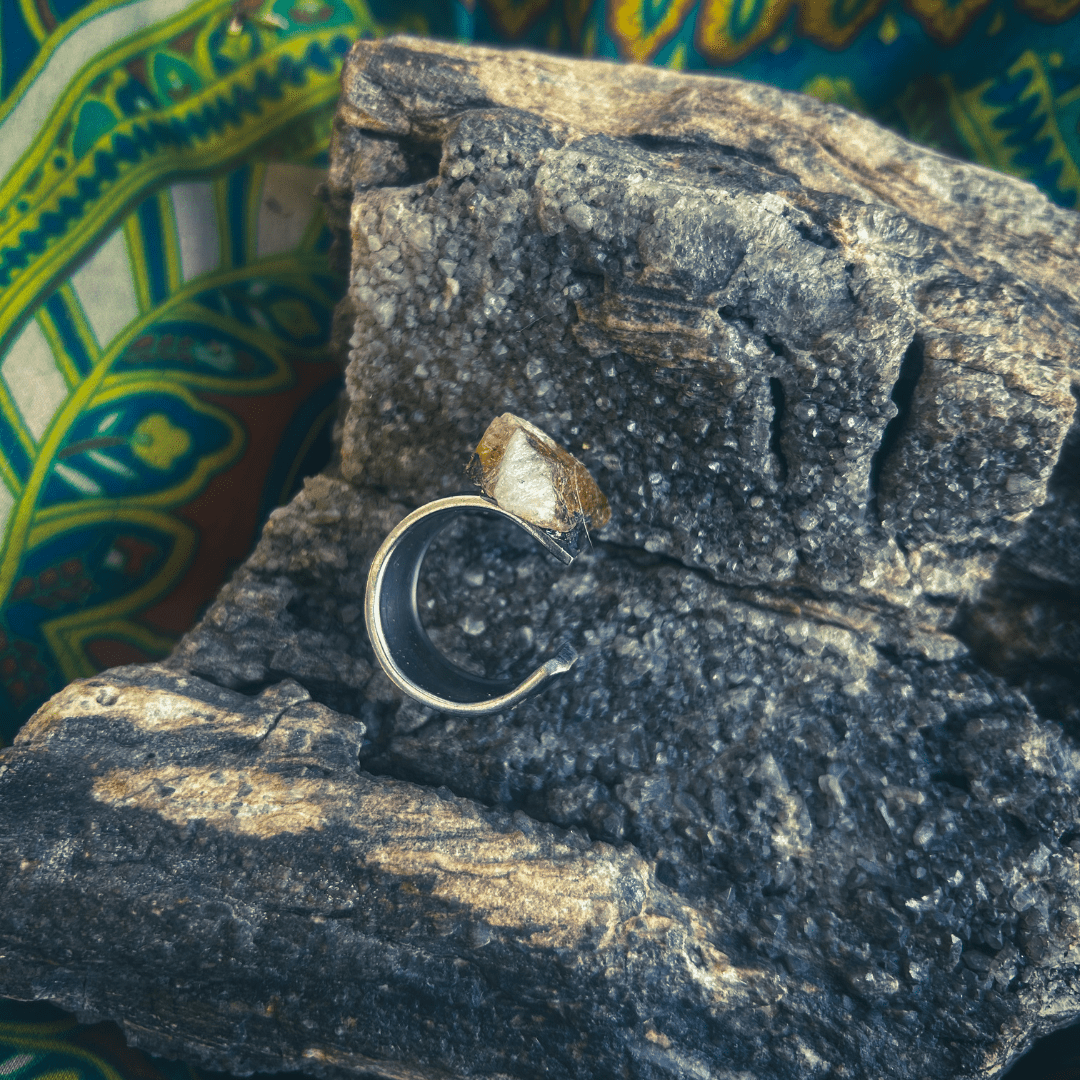 Golden Crystal Spoon Ring – Handmade from Upcycled Silverware - The Modern Alien