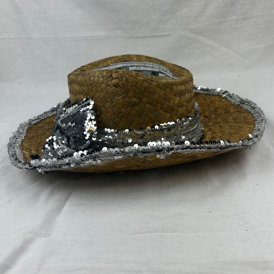 Sequin - Trimmed Straw Hat – Handmade & Upcycled - The Modern Alien
