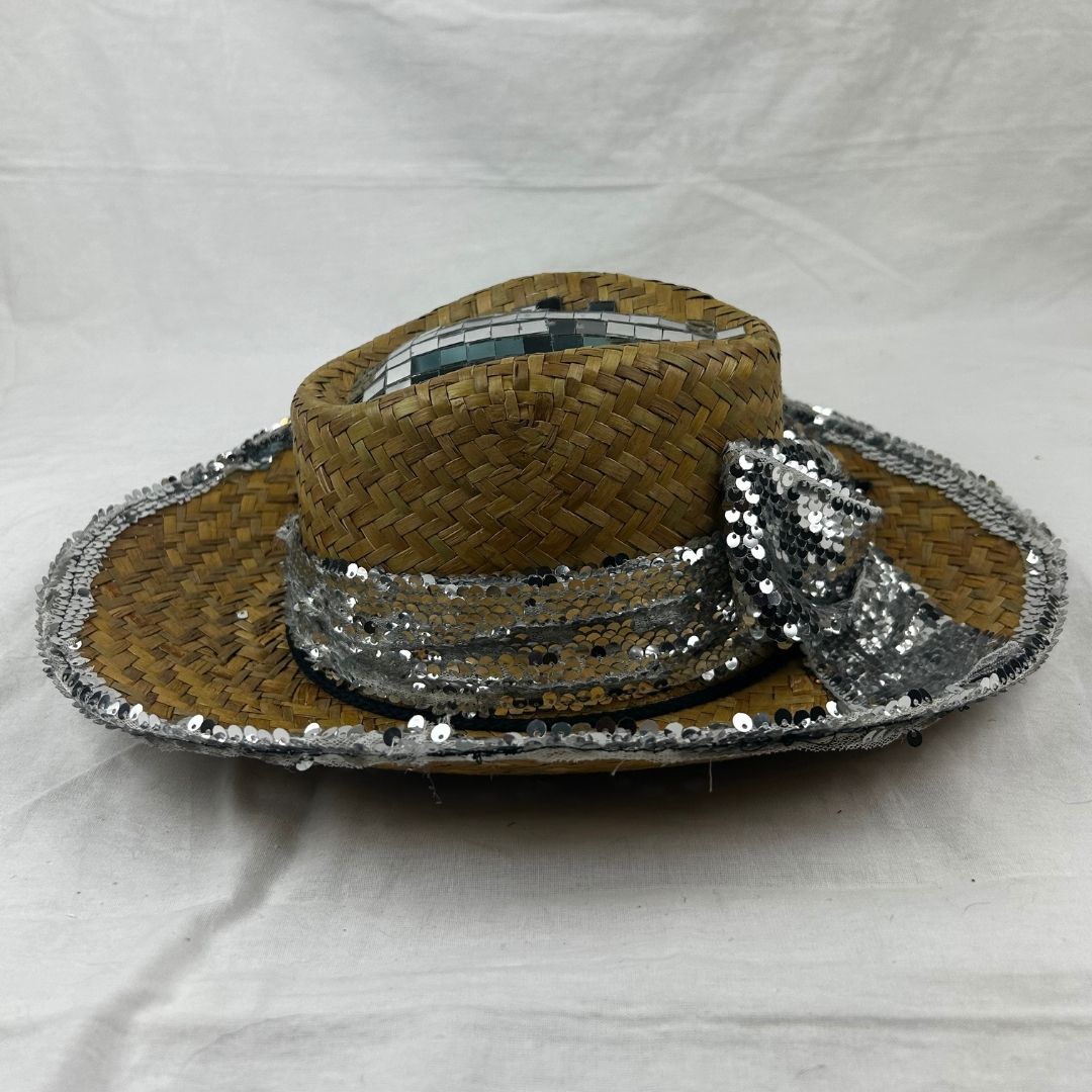 Sequin - Trimmed Straw Hat – Handmade & Upcycled - The Modern Alien