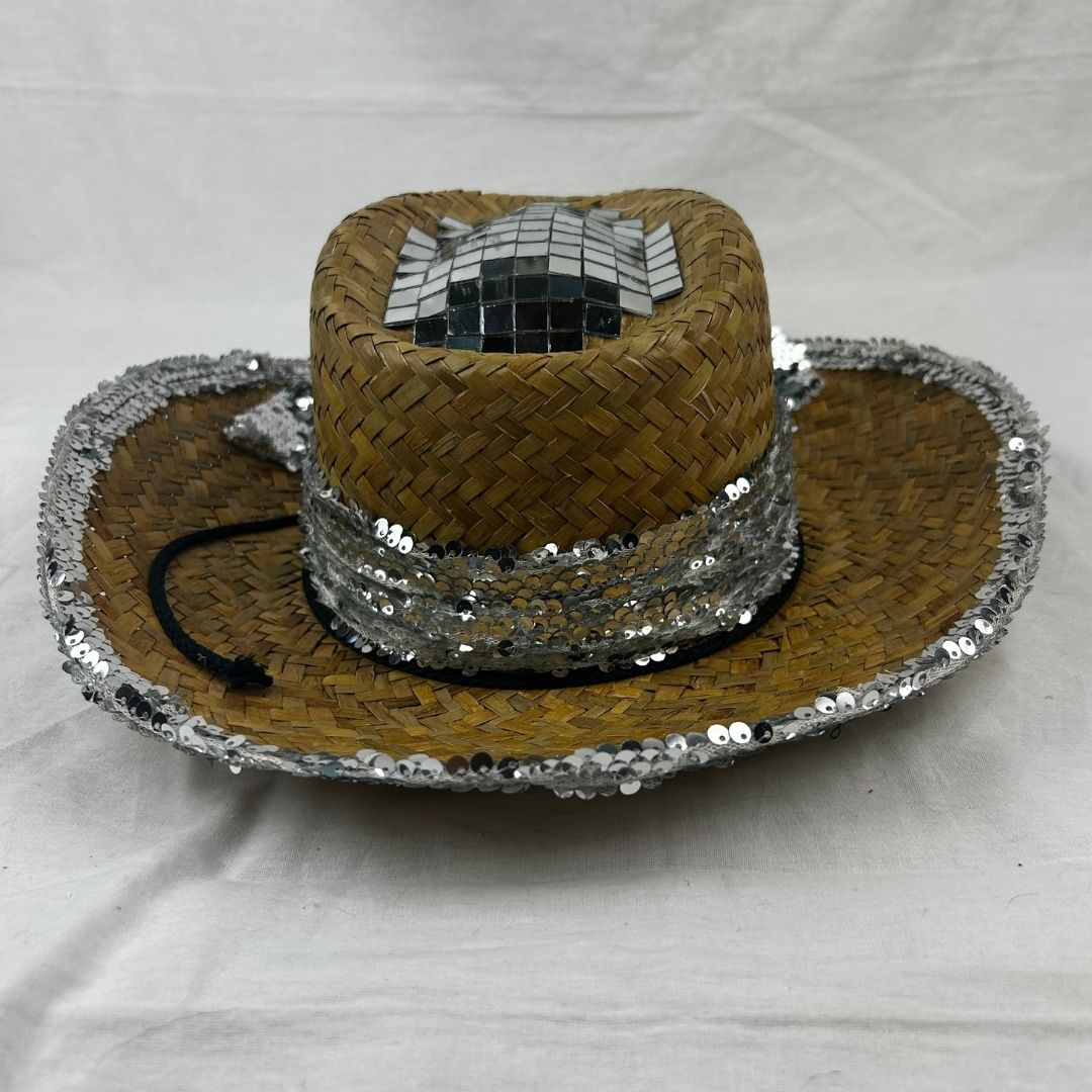 Sequin - Trimmed Straw Hat – Handmade & Upcycled - The Modern Alien