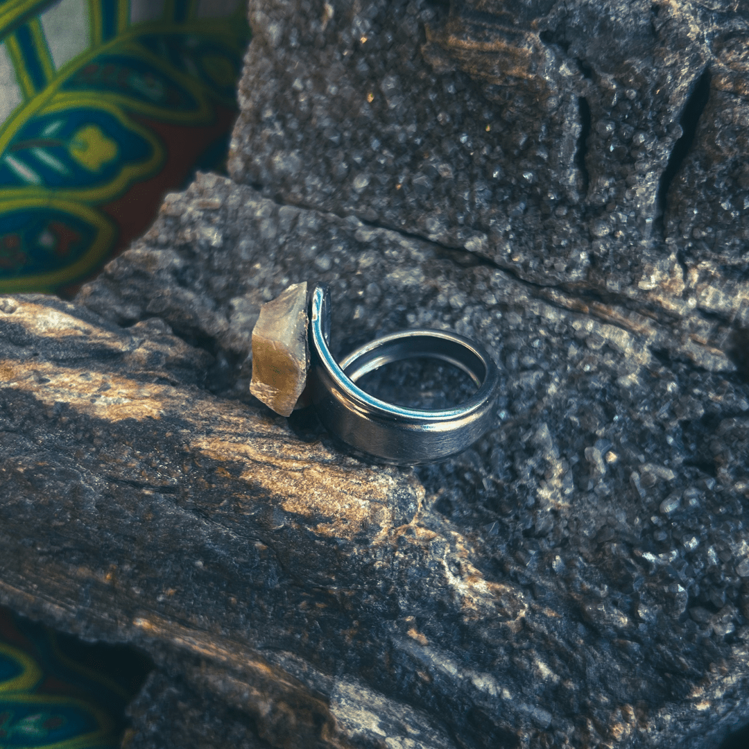Spoon Ring with Raw Crystal Shard – Handmade & Upcycled - The Modern Alien