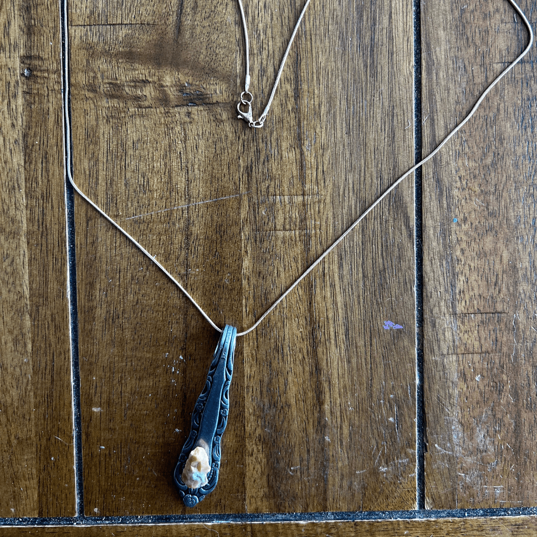 Upcycled Spoon Necklace with Raw Crystal – Handmade Statement Piece - The Modern Alien