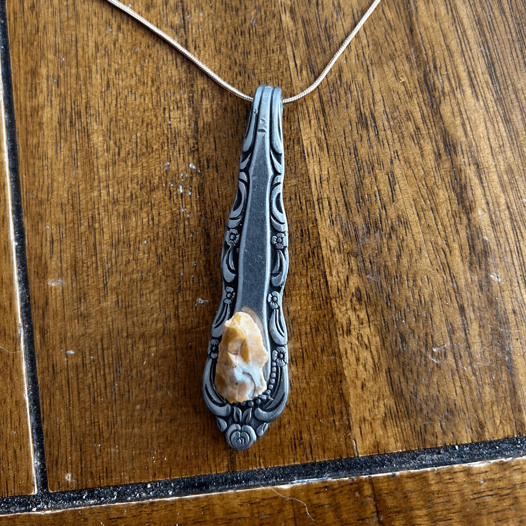 Upcycled Spoon Necklace with Raw Crystal – Handmade Statement Piece - The Modern Alien