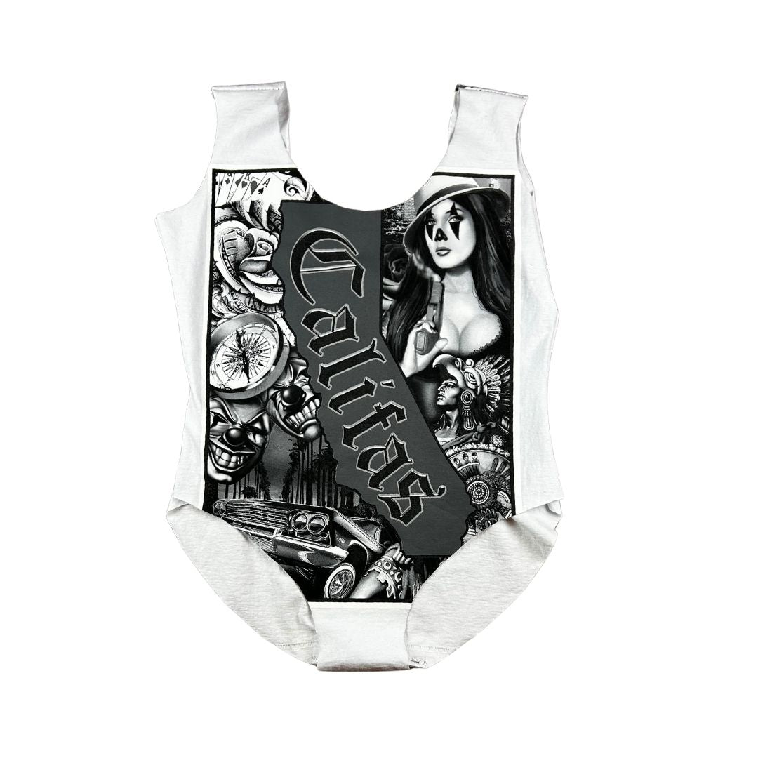 WHite and Black Cali T - Shirt Bodysuit - The Modern Alien