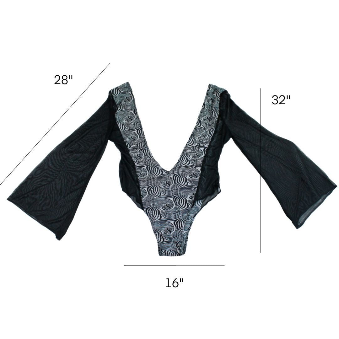 Deep - V Bell Sleeve Bodysuit – Handmade & Upcycled - The Modern Alien