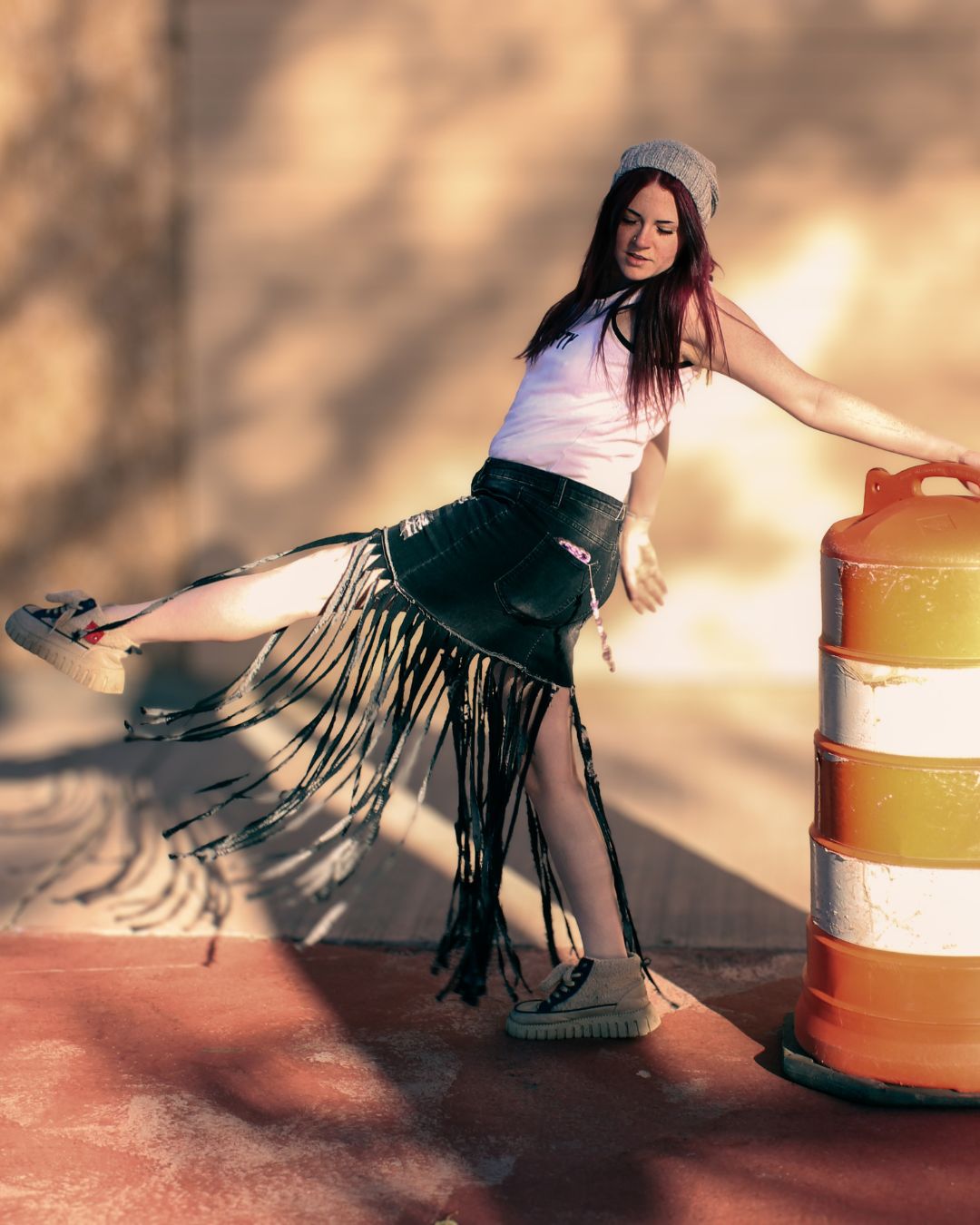 Midnight Outlaw | Upcycled Black Denim Fringe Skirt