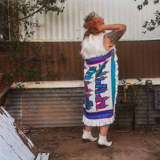Desert Mirage Duster – Handmade from Faux Fur, Silk & Scrap Fabric