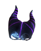 Mistress of Mischief Upcycled Maleficent Set horn headpiece, unique colorful women's clothing, funky and stylish design.