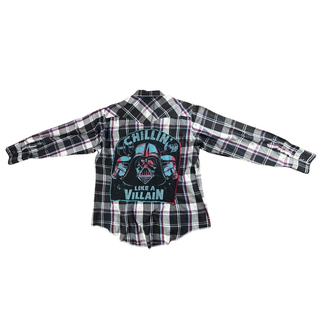 Upcycled Darth Vader Pearl Snap Wrangler Shirt — “Chillin’ Like a Villain” Edition