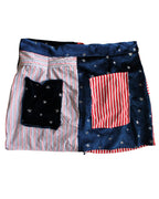 Stars, Stripes & Bad Decisions Upcycled Patchwork Mini Skirt | One of One