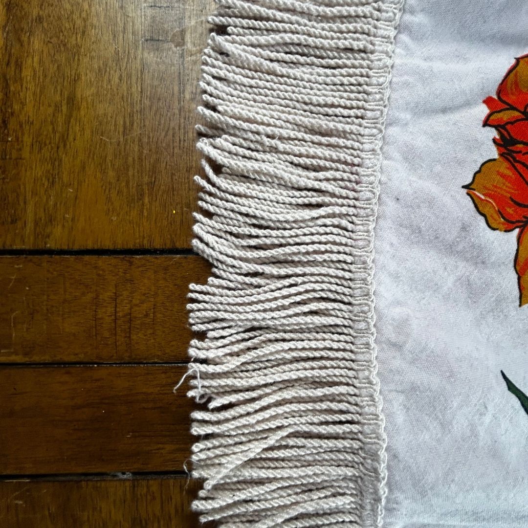 Upcycled Hippie Floral Fringe Top — Handmade from a Vintage Tablecloth