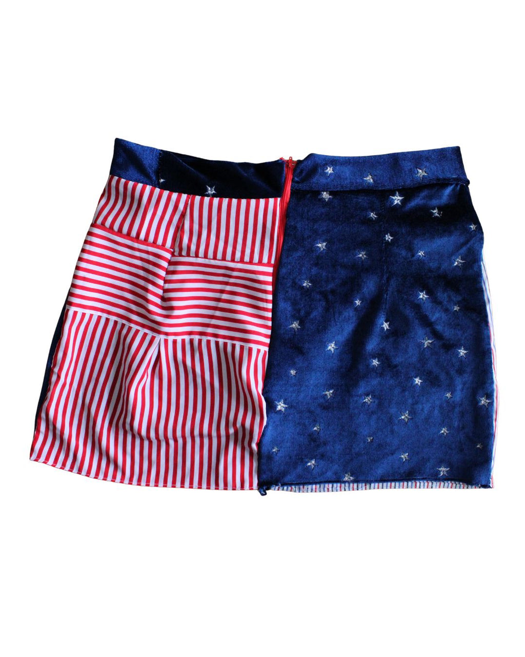 Stars, Stripes & Bad Decisions Upcycled Patchwork Mini Skirt | One of One