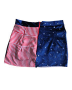 Stars, Stripes & Bad Decisions Upcycled Patchwork Mini Skirt | One of One