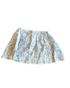 Blue Meadow Remix Set – One-of-a-Kind Handmade Skirt & Halter Top Set in blue floral print with ivory background.