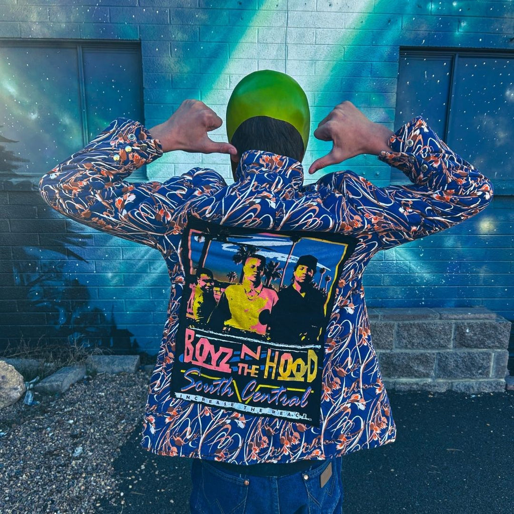 Upcycled Boyz n the Hood Statement Jacket — Bold, Retro &amp; One-of-a-Kind