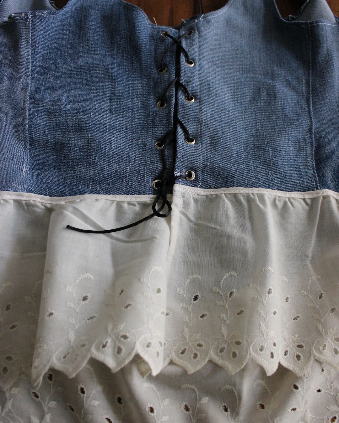 Denim & Daydreams Upcycled Lace-Up Corset Top | One of One