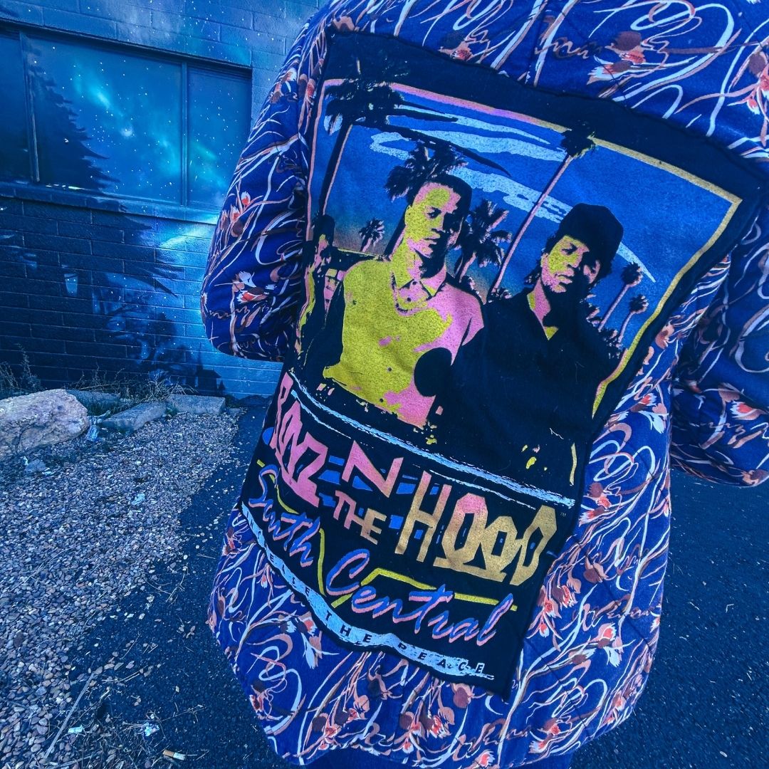 Upcycled Boyz n the Hood Statement Jacket — Bold, Retro &amp; One-of-a-Kind