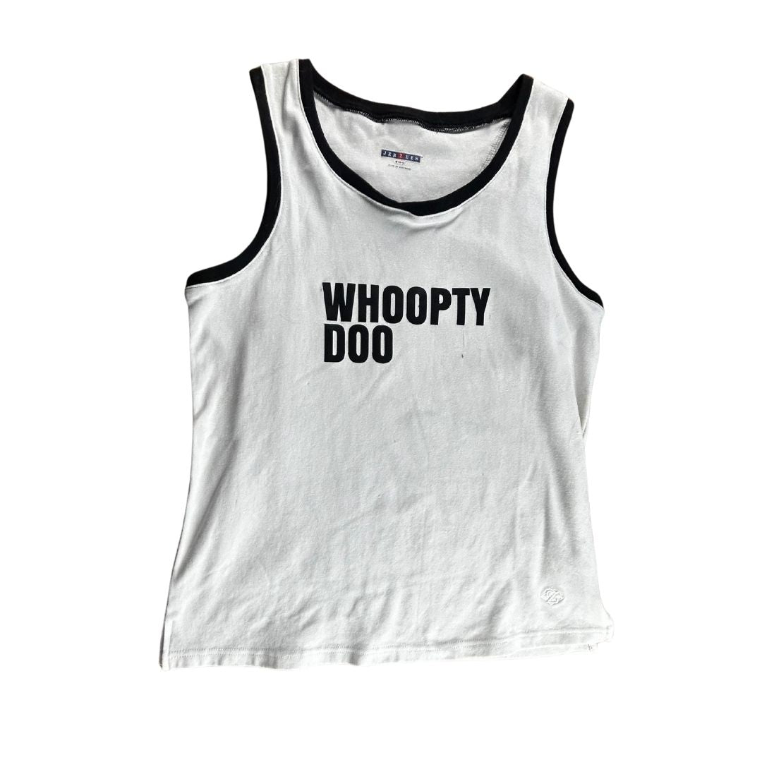 Upcycled “WHOOPTY DOO” Tank Top — Playful, Minimal, One-of-a-Kind