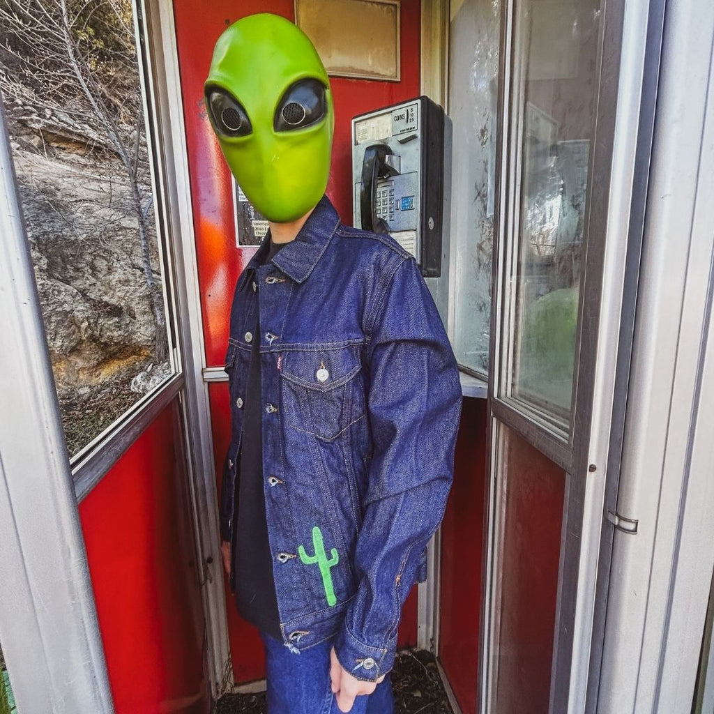 Hand-Painted UFO Denim Jacket – One-of-a-Kind | Handmade in Arizona