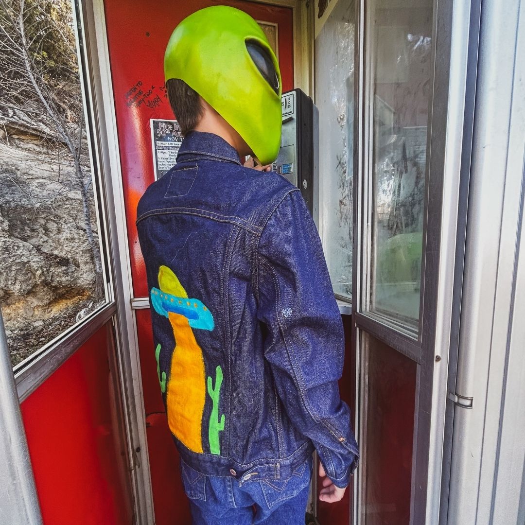Hand-Painted UFO Denim Jacket – One-of-a-Kind | Handmade in Arizona
