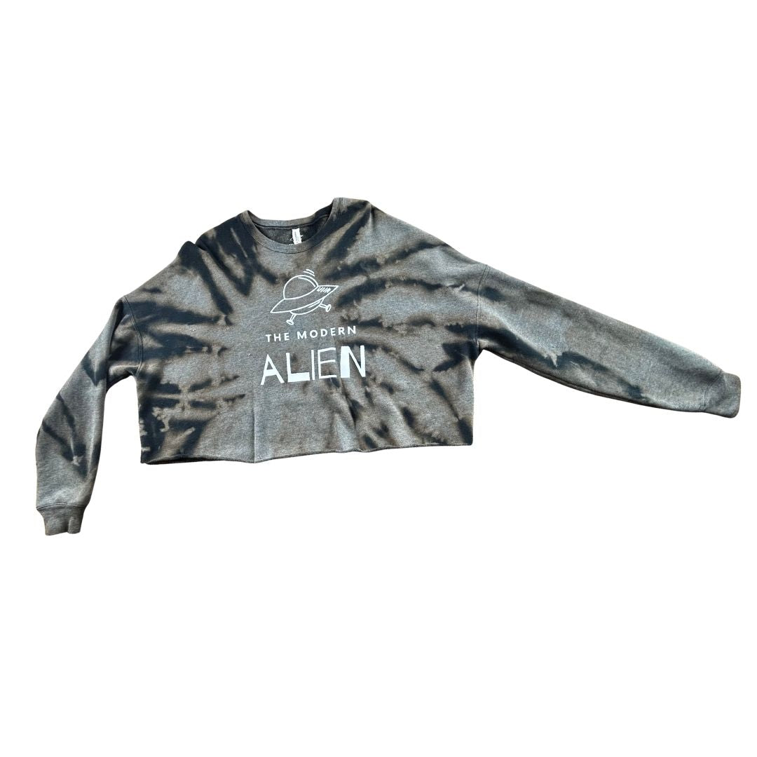 Bleach-Dyed “The Modern Alien” Crop Sweater — Handmade &amp; One-of-a-Kind
