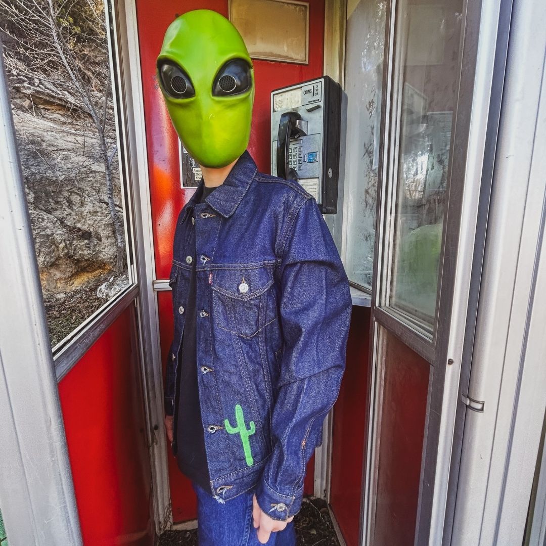 Hand-Painted UFO Denim Jacket – One-of-a-Kind | Handmade in Arizona