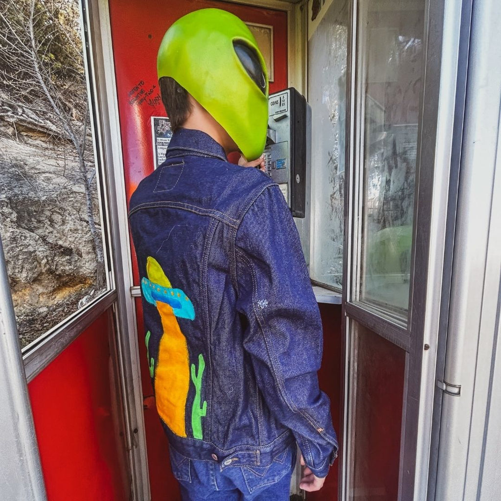 Hand-Painted UFO Denim Jacket – One-of-a-Kind | Handmade in Arizona