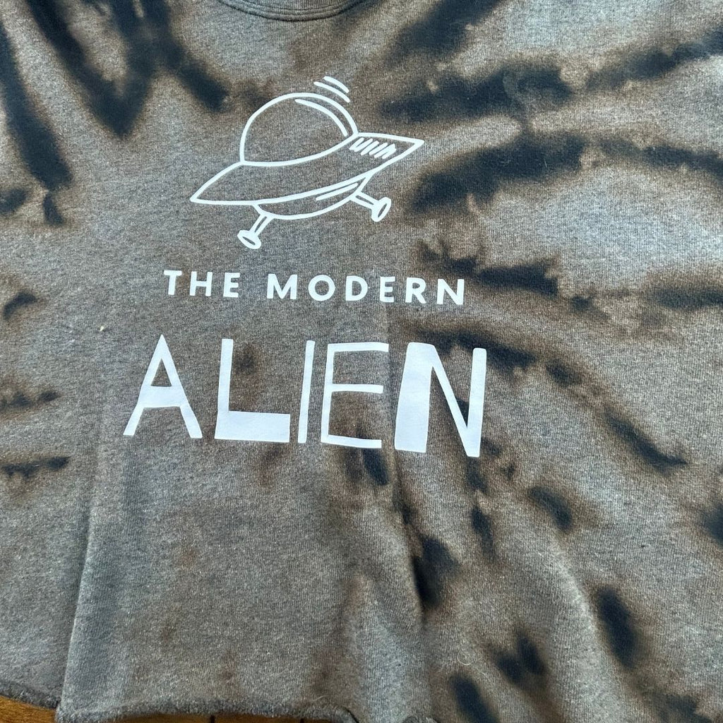Bleach-Dyed “The Modern Alien” Crop Sweater — Handmade &amp; One-of-a-Kind