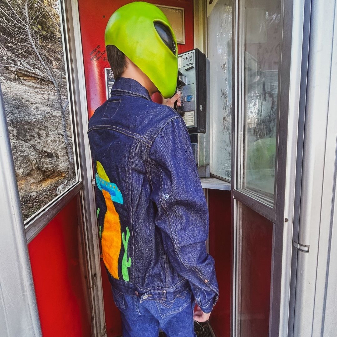 Hand-Painted UFO Denim Jacket – One-of-a-Kind | Handmade in Arizona