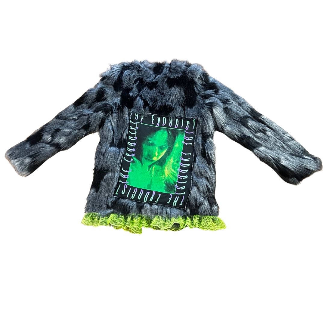 The Exorcist Faux Fur Jacket — Upcycled Horror Couture