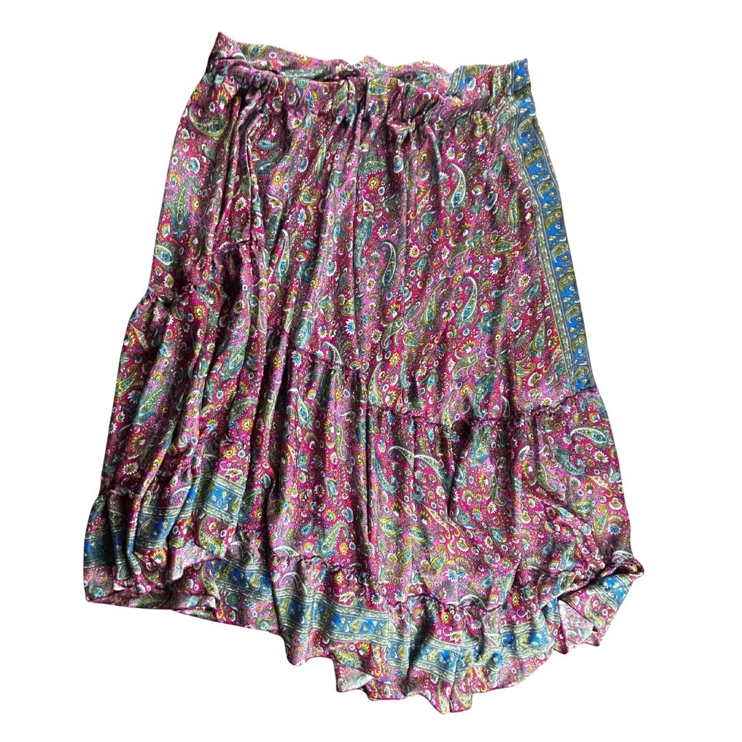 Upcycled Silk Boho Paisley Skirt — Made From a Reworked Dress